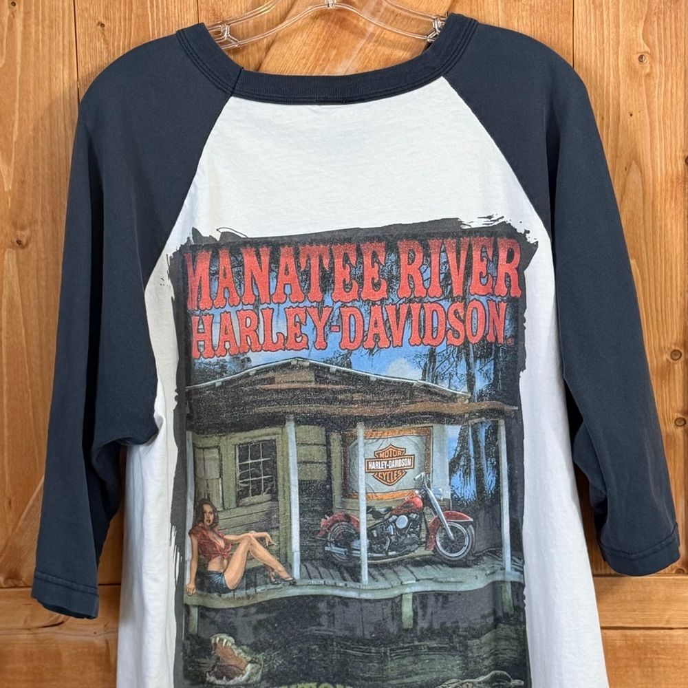 Harley Davidson Manatee River Bradenton Florida Gator Pinup Shirt XL